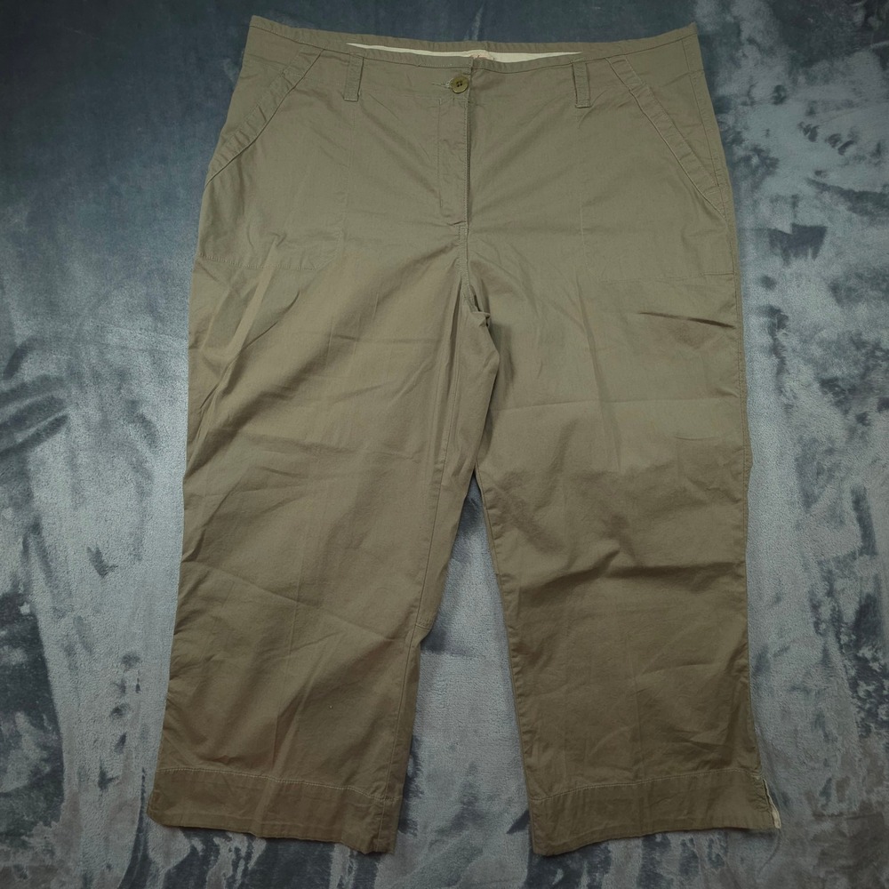 Aventura Clothing Womens 14 Organic Cotton Stretch Crop Pants Olive Khaki Capris
